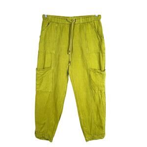 C&C California Women's Pull On Utility Cargo Pants Linen Lyocell Green